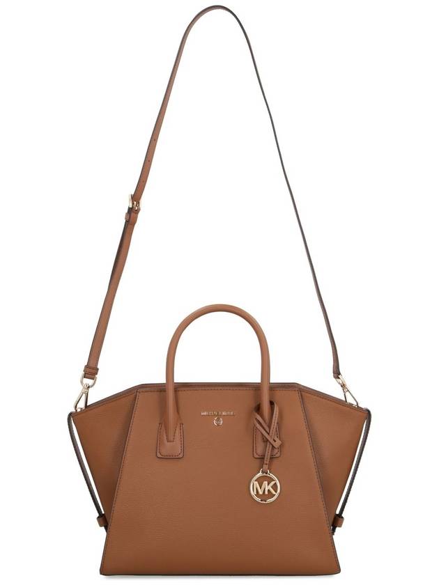 Avril Logo Embellished Leather Tote Bag Brown - MICHAEL KORS - BALAAN 11