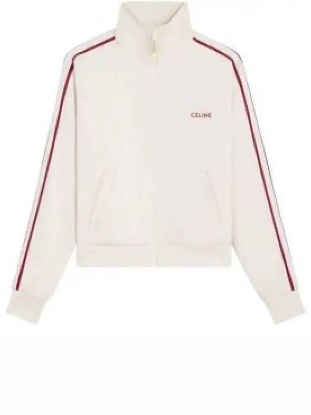 Embroidered Logo Double Face Jersey Track Jacket Ecru - CELINE - BALAAN 2