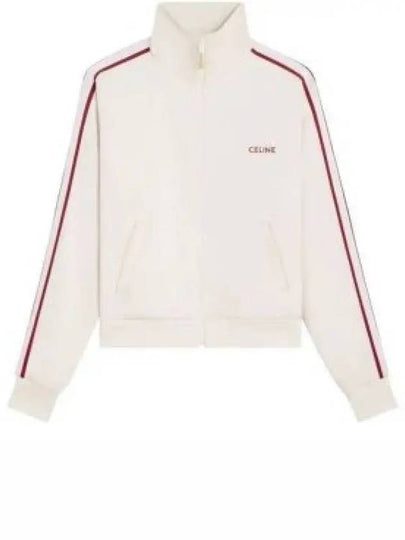 Embroidered Logo Double Face Jersey Track Jacket Ecru - CELINE - BALAAN 2