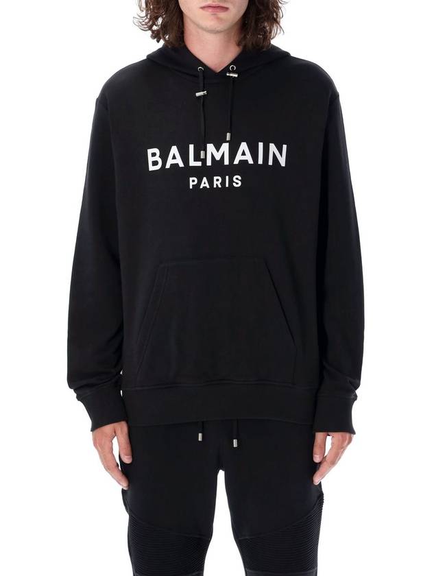 Logo Print Drawstring Hood Black - BALMAIN - BALAAN 2