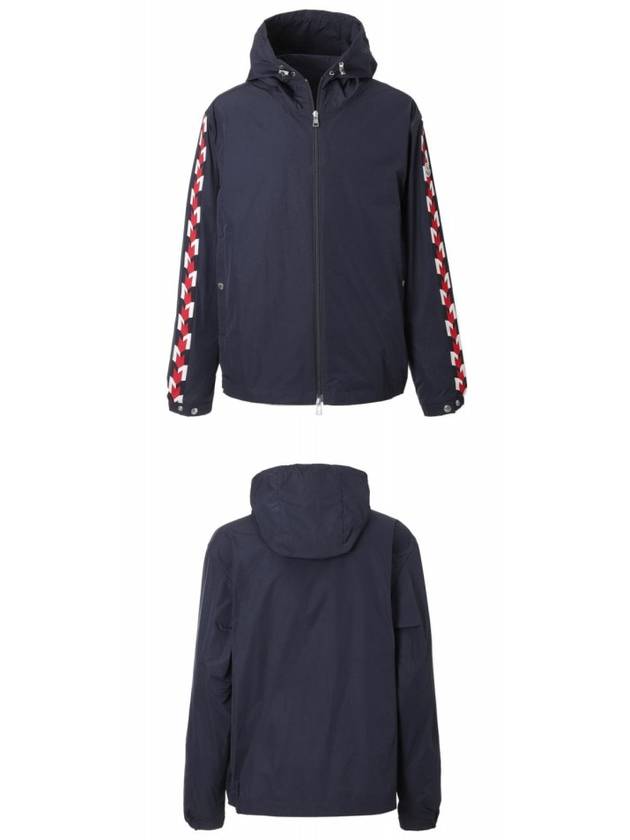 1A00047 54A91 74S MOYSE logo patch taping hooded zipup jacket blue navy men's jacket TJ - MONCLER - BALAAN 4