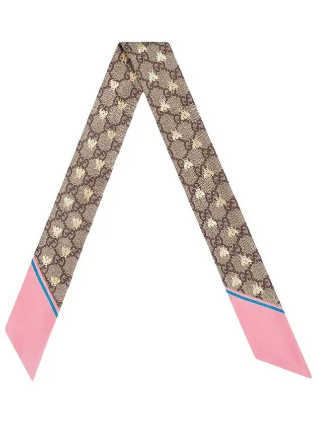 GG Bee Motif Silk Neck Bow Scarf Beige Pink - GUCCI - BALAAN 3