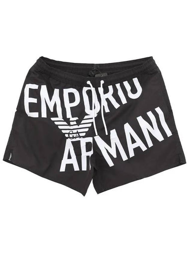 Logo Print Swim Shorts Black - EMPORIO ARMANI - BALAAN 1