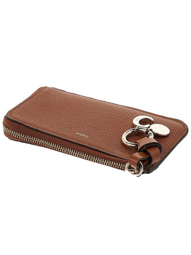 Alphabet Half Zipper Leather Card Wallet Brown - CHLOE - BALAAN 5