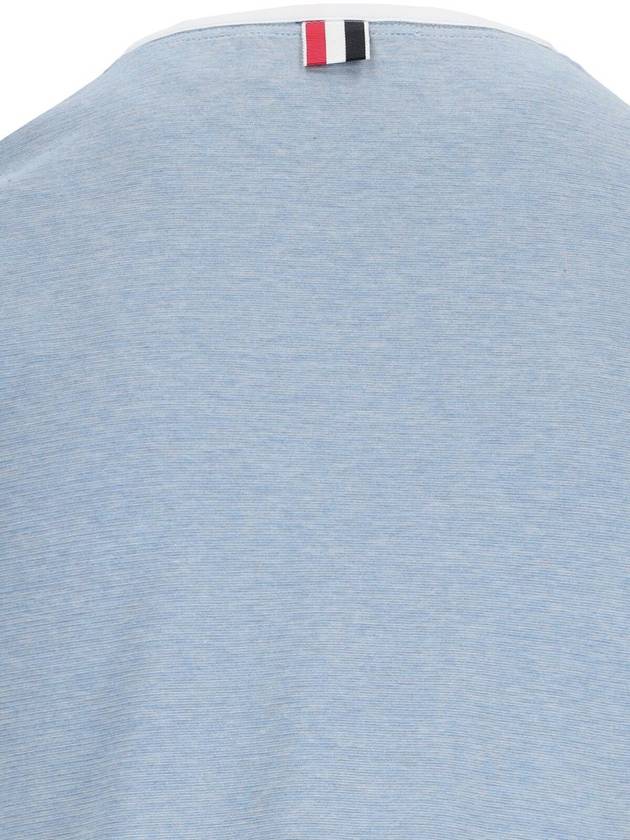 Women's Melange Jersey Ringer Short Sleeve T-Shirt Light Blue - THOM BROWNE - BALAAN 6