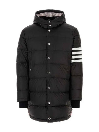 Men's 4 Bar Button Down Hooded Padding Black - THOM BROWNE - BALAAN 2