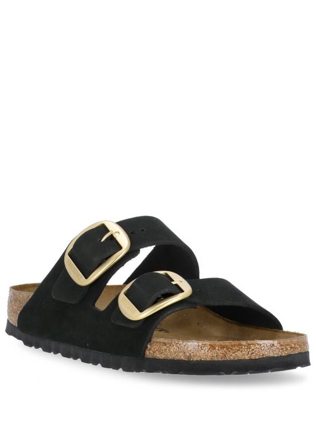 Arizona Big Buckle Nubuck Leather Slippers Black - BIRKENSTOCK - BALAAN 4