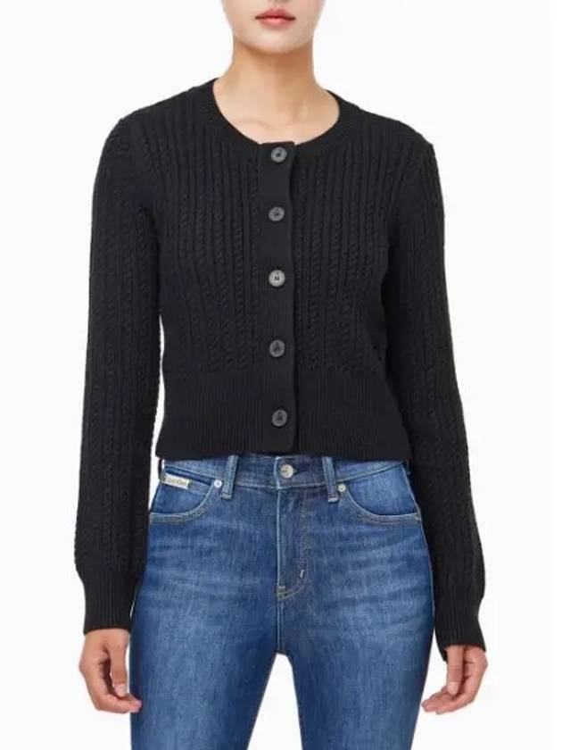 JEANS Women s Crop Cable Cardigan J224570 BEH - CALVIN KLEIN - BALAAN 1