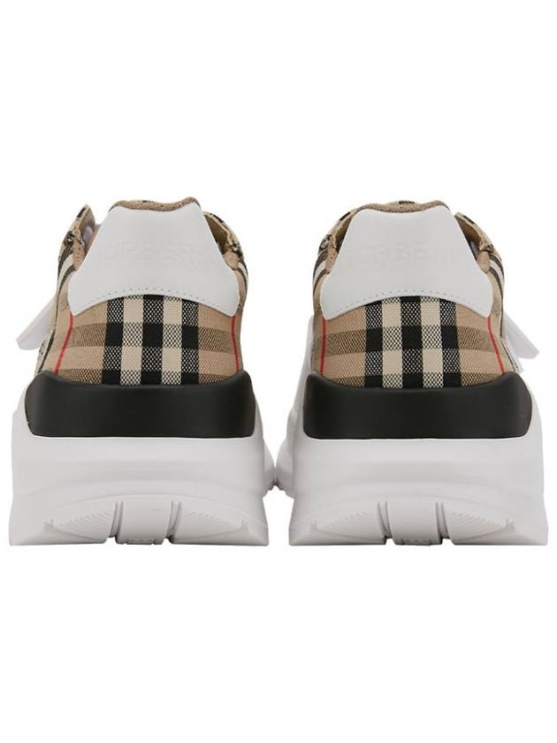 Vintage Check And Leather Sneakers White Archive Beige - BURBERRY - BALAAN 7