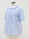 Sky blue ruffle neck blouse - MERLETTE - BALAAN 5