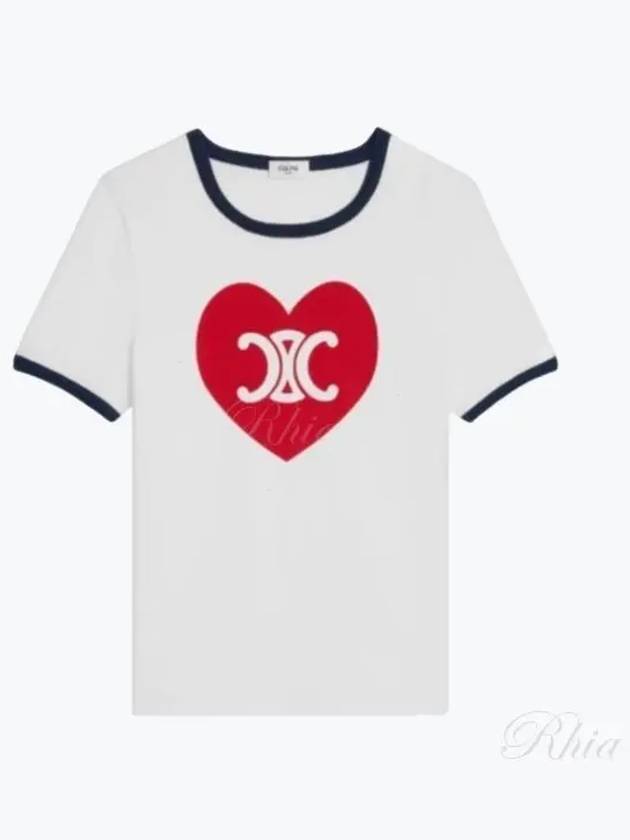 Heart Jersey Short Sleeve T-Shirt Off White - CELINE - BALAAN 2