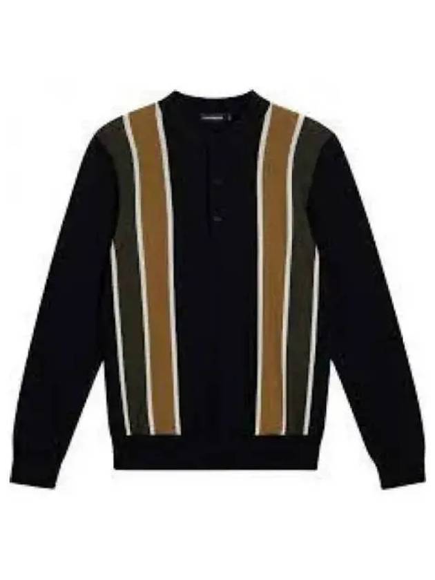 Heden Striped Knit Long Sleeve Polo Shirt Black - J.LINDEBERG - BALAAN 2