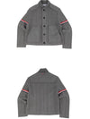 Single Breasted Button Cotton Jacket Grey - THOM BROWNE - BALAAN 4