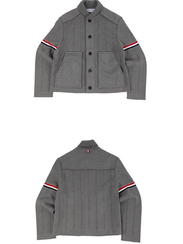 Single Breasted Button Cotton Jacket Grey - THOM BROWNE - BALAAN 4