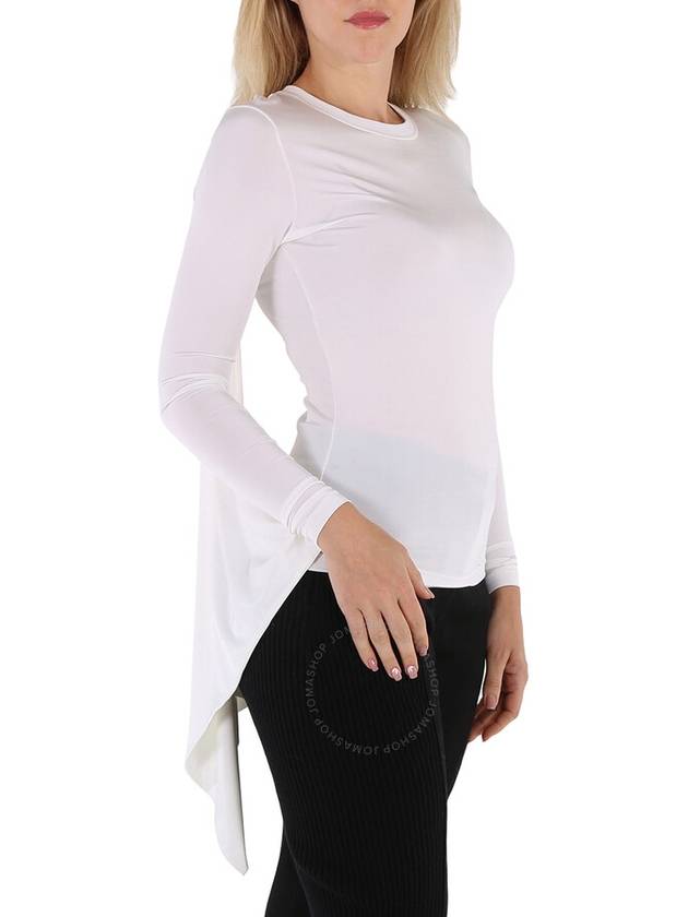 Burberry Optic White Long-Sleeve Exaggerated Panel Draped Top, Size Medium - BURBERRY - BALAAN 2