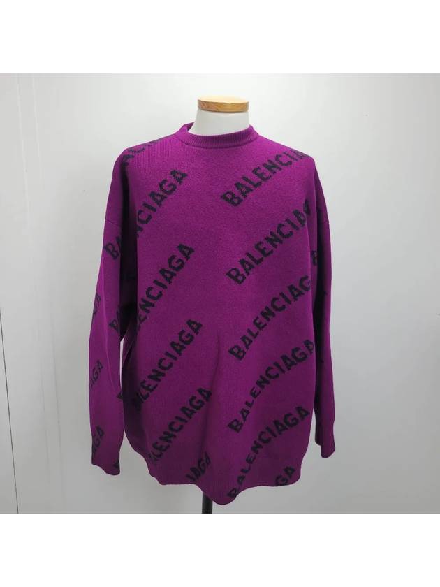 Logo Allover Wool Knit Top Fuchsia - BALENCIAGA - BALAAN 2