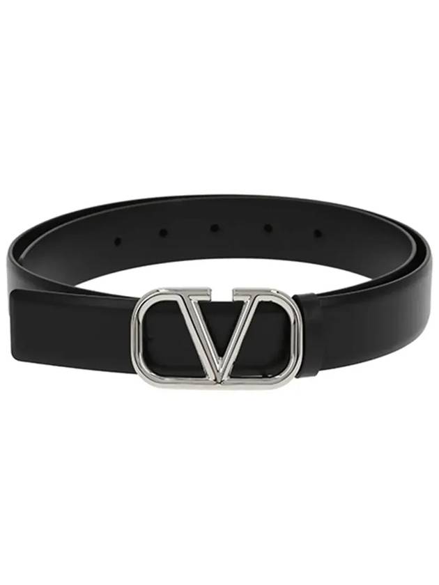 Buckle Leather Belt Black - VALENTINO - BALAAN 6