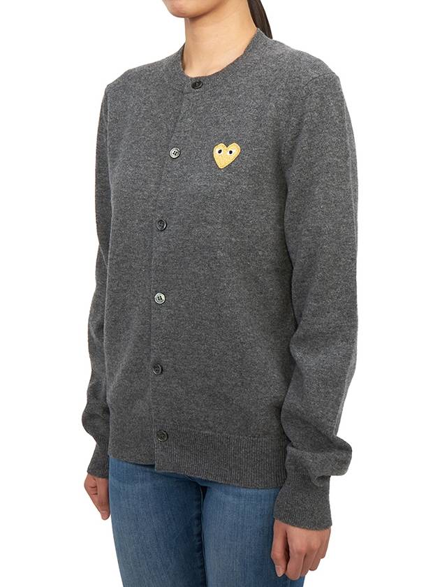 Comme des Gar ons Gold Wappen Wool Round Neck Cardigan Charcoal - COMME DES GARCONS PLAY - BALAAN 4