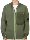 Cotton Mix Zip-Up Knit Cardigan Green - CP COMPANY - BALAAN 3