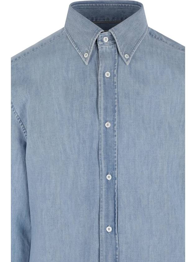 Denim Long Sleeve Shirt Light Blue - BRUNELLO CUCINELLI - BALAAN 3