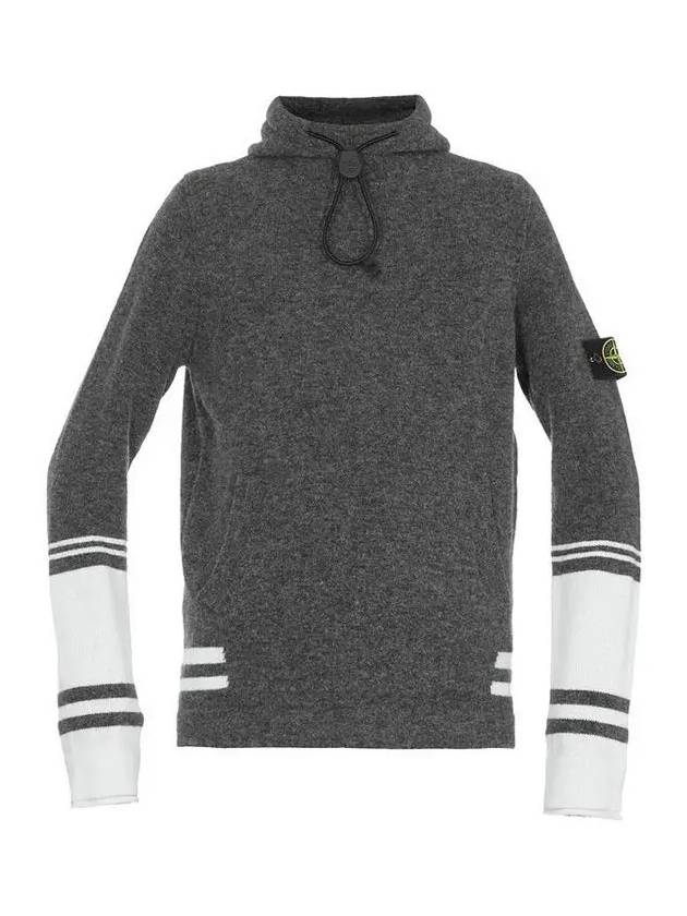 Men's Wappen Patch Hooded Knit Top Grey - STONE ISLAND - BALAAN 3