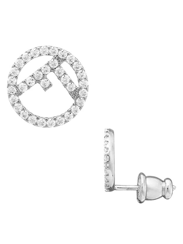 FF Logo Crystal Earrings Silver - FENDI - BALAAN 1