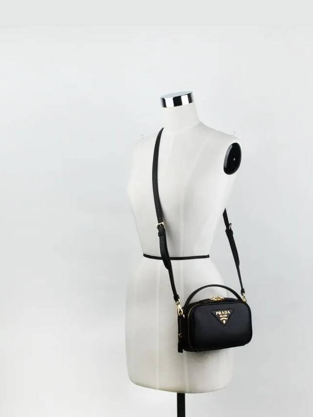 Logo Odette Leather Mini Shoulder Bag Black - PRADA - BALAAN 4