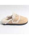 Women's Triangle Logo Shearling Lining Slippers Ecru - PRADA - BALAAN 2