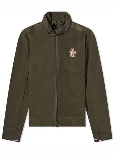 Logo Patch Fleece Zip-Up Jacket Green - MONCLER - BALAAN 1