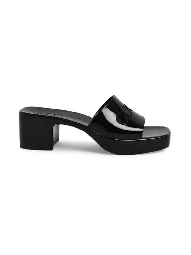 Women's Rubber Slide Sandals Heel Black - GUCCI - BALAAN 4