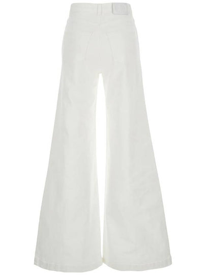 White Pants With Wide Leg And Logo Patch On The Rear In Cotton Woman - TWINSET - BALAAN 2