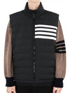 4 Bar Poly Twill Down Vest Charcoal - THOM BROWNE - BALAAN 3