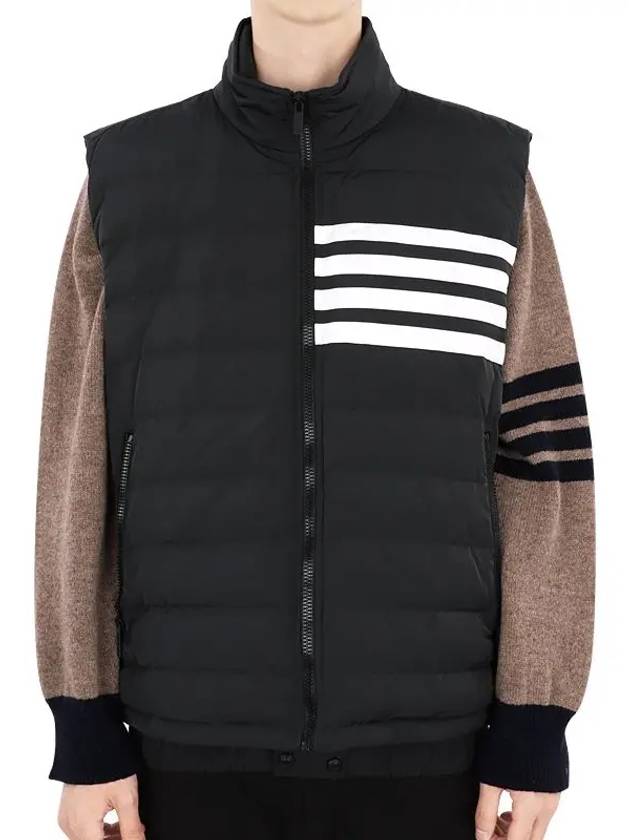 4 Bar Poly Twill Down Vest Charcoal - THOM BROWNE - BALAAN 3