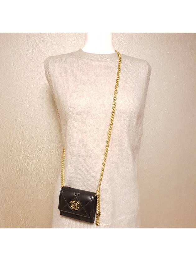 Black CC logo flap chain card wallet black gold plated - CHANEL - BALAAN 8