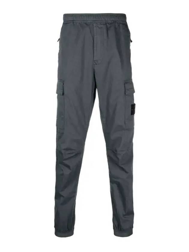 Garment Dyed Cotton Wool Satin Cargo Track Pants Grey - STONE ISLAND - BALAAN 2