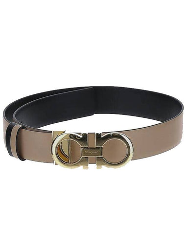 Gancini Reversible Leather Belt Bisque - SALVATORE FERRAGAMO - BALAAN 1