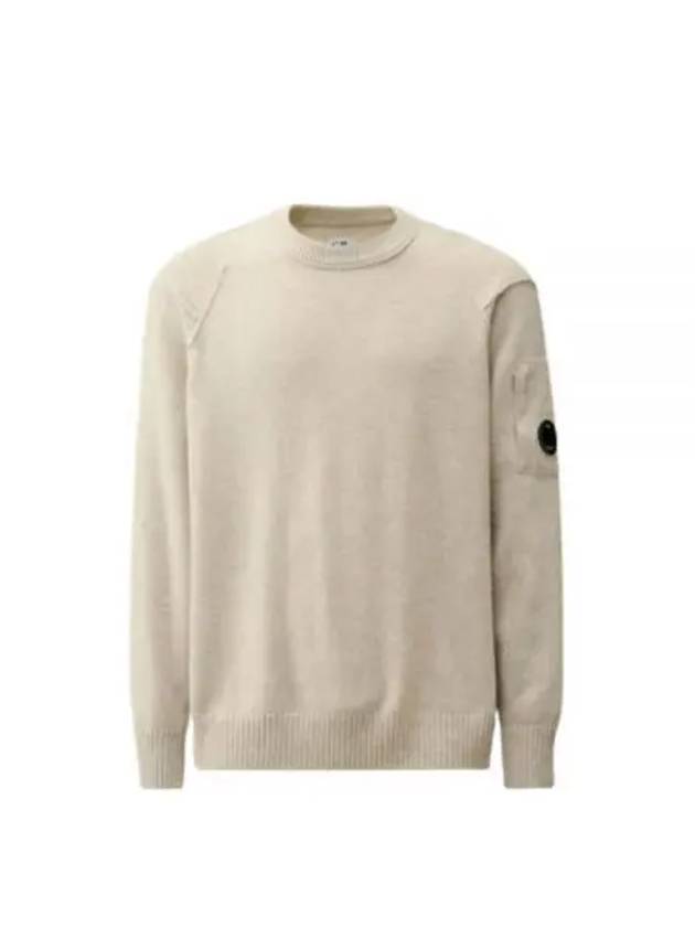 Lambswool GRS Crew Neck Knit Top Off White Melange - CP COMPANY - BALAAN 2