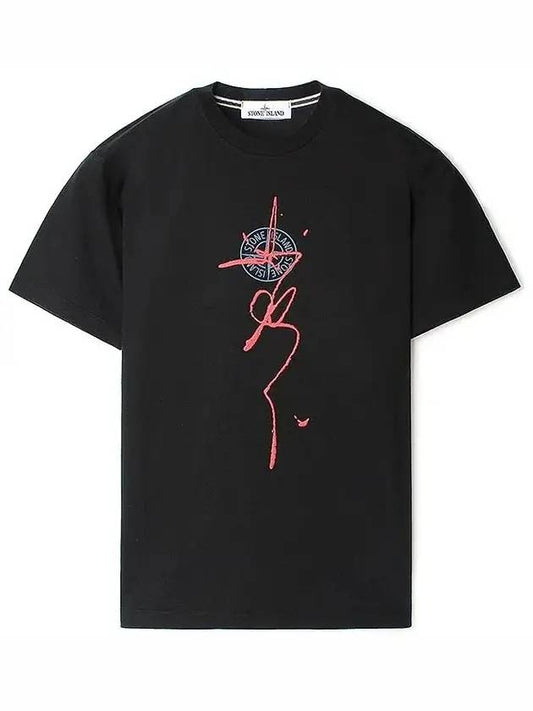 Ink One Printing Short Sleeve T-Shirt Black - STONE ISLAND - BALAAN 1