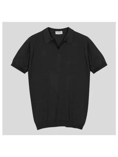 Noah Knit Skipper Collar Shirt Black - JOHN SMEDLEY - BALAAN 1