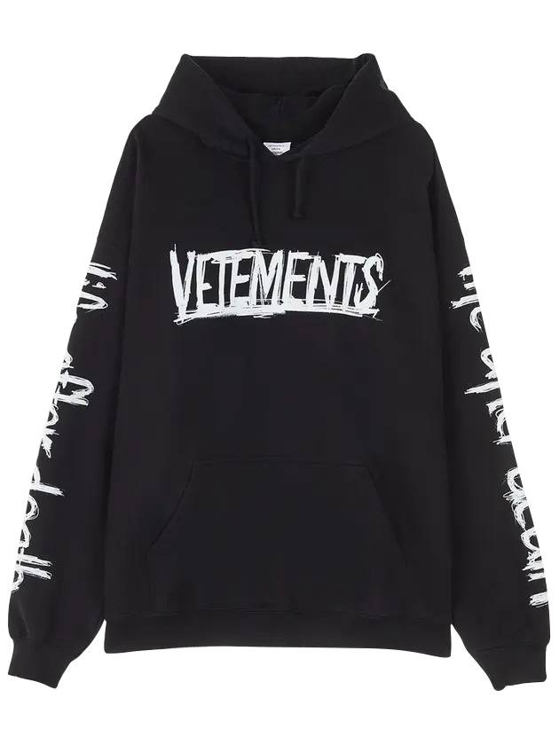 World Tour Logo Hoodie Black White - VETEMENTS - BALAAN.