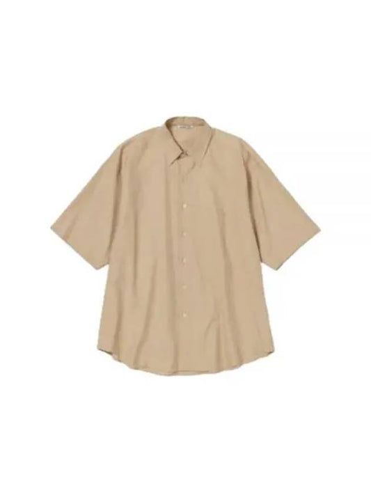 WASH ED FINX TWILL BIG HALF SLEE REVED SHIRT LIGHT BROWN A24SS03TN Washed Fins Twill Big Half Sleeve Shirt - AURALEE - BALAAN 1