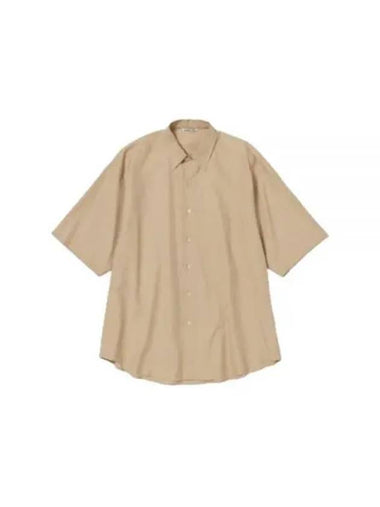 24 WASHED FINX TWILL BIG HALF SLEEVED SHIRT LIGHT BROWN A24SS03TN Fins Sleeve - AURALEE - BALAAN 1