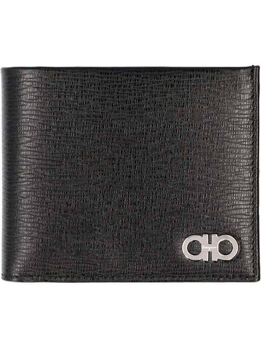 Gancini Half Wallet Black - SALVATORE FERRAGAMO - BALAAN 1