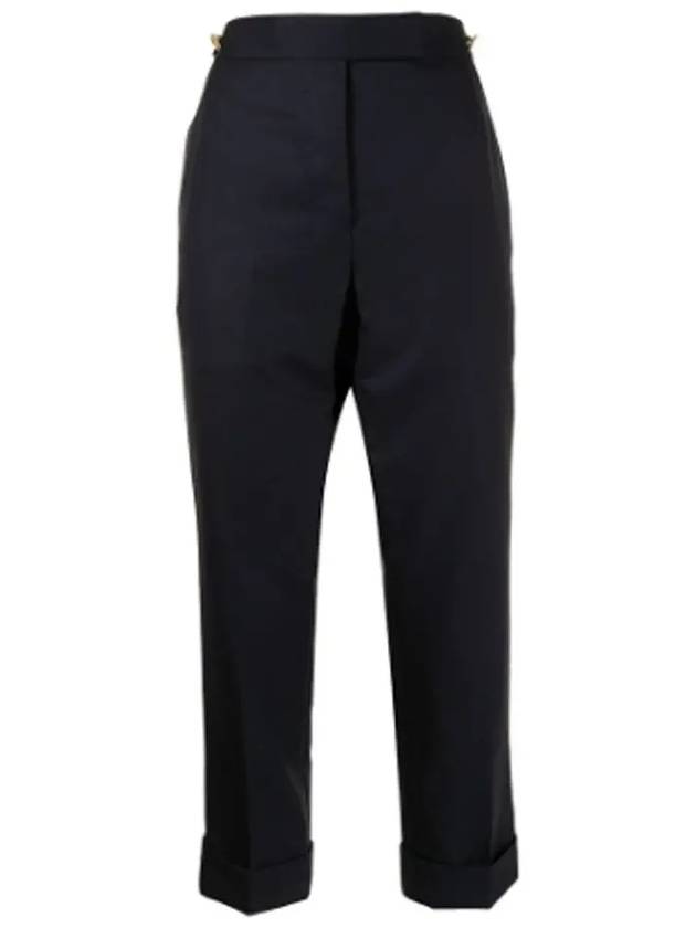 Tab Wool Turn-Up Straight Pants Navy - THOM BROWNE - BALAAN 2