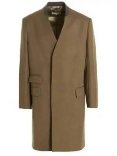 Stitched Collarless Wool Single Coat Beige - MAISON MARGIELA - BALAAN 2