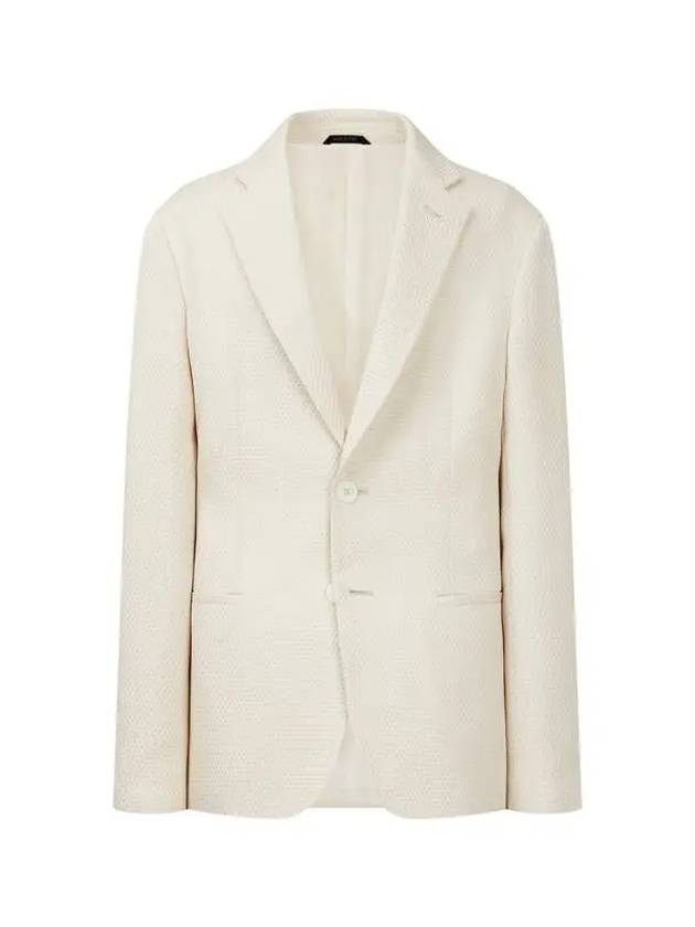 Men s Honeycomb Pattern Silk Single Jacket Ivory - GIORGIO ARMANI - BALAAN 1