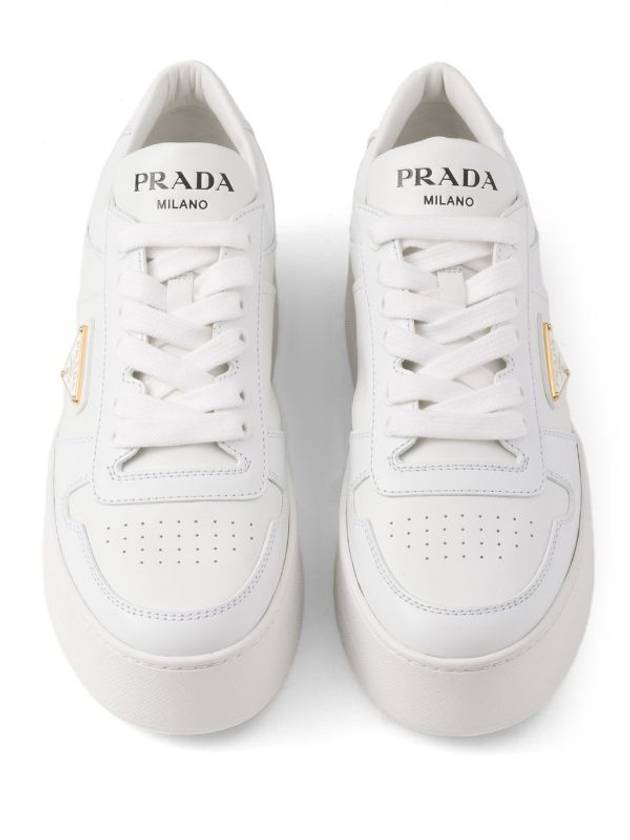 Downtown Bold Leather Low Top Sneakers White - PRADA - BALAAN 5