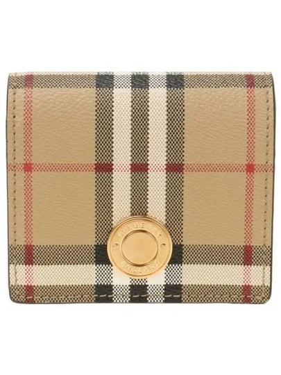 Check Small Leather Half Wallet Beige - BURBERRY - BALAAN 2