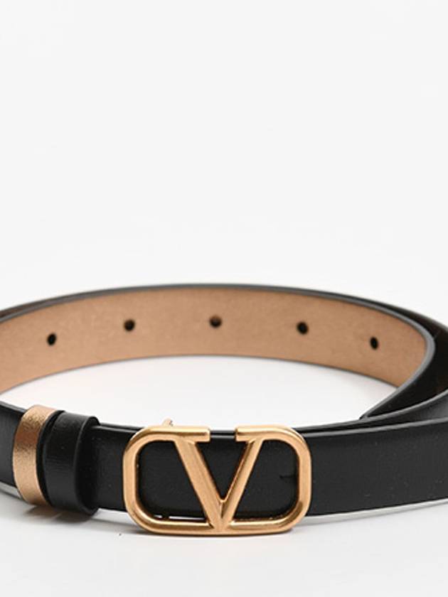 V Logo Signature Leather Belt Black - VALENTINO - BALAAN 3