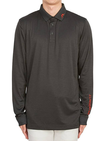 Men's Tour Tech Long Sleeve Polo Shirt Black Melange - J.LINDEBERG - BALAAN 2